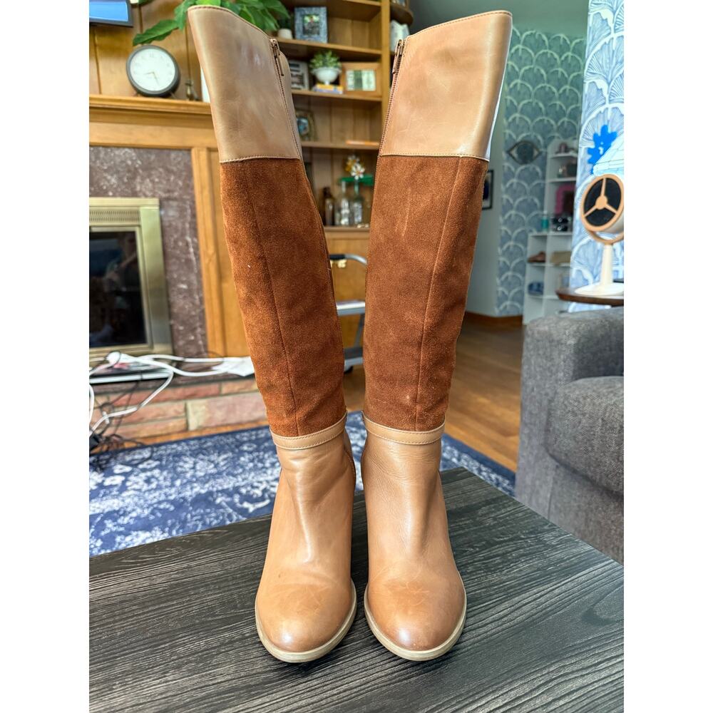 Jasper Conran Faux Suede and Leather High Heeled Buckled Boots Sz. 6